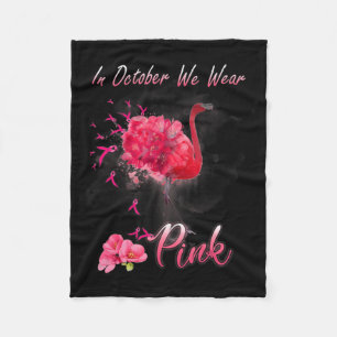 I oktober Bära Rosa Flamingo Breast Cancer Awa Fleecefilt