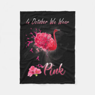 I oktober Bära Rosa Flamingo Breast Cancer Awa Fleecefilt