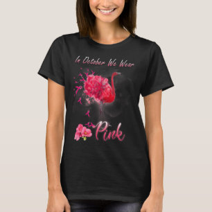 I oktober Bära Rosa Flamingo Breast Cancer Awa T Shirt