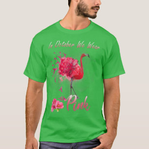 I oktober Bära Rosa Flamingo Breast Cancer Awa T Shirt