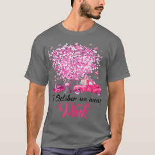 I oktober Bära Rosa Flamingo Breast Cancer Awa T Shirt