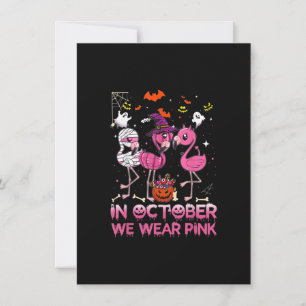 I oktober Bära Rosa Flamingo Halloween Breast Inbjudningar