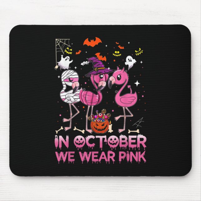 I oktober Bära Rosa Flamingo Halloween Breast Musmatta (Framsidan)