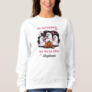 I oktober Bära Rosa för eget namn - Halloween T Shirt