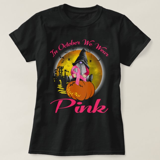 I oktober Bära Rosa Funny Gnomes Halloween Bre T Shirt (Design framsida)