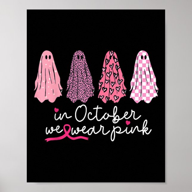 I oktober Bära Rosa Ghost Boo Halloween Breast Poster (Framsidan)
