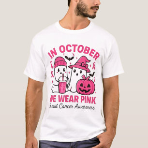 I oktober Bära Rosa Ghost Breast Cancer Awaren T Shirt