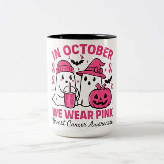 I oktober Bära Rosa Ghost Breast Cancer Awaren Två-Tonad Mugg