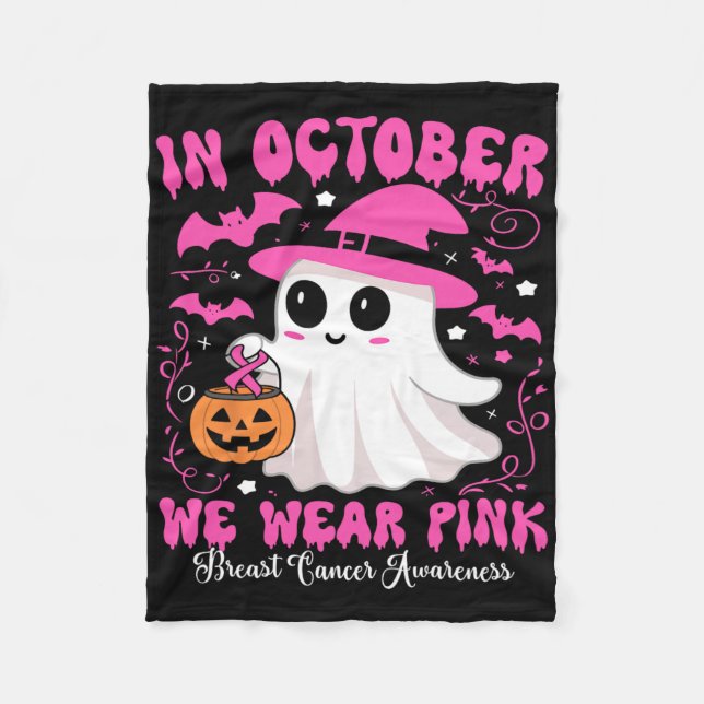 I oktober Bära Rosa Ghost Witch Breast Cancer Fleecefilt (Framsidan)