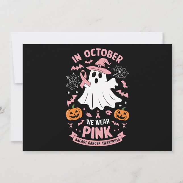I oktober Bära Rosa Ghost Witch Breast Cancer Inbjudningar (Framsida)