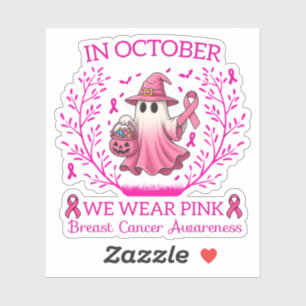 I oktober Bära Rosa Ghost Witch Breast Cancer Klistermärken