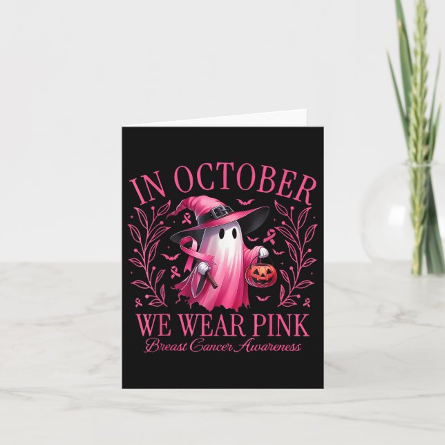I oktober Bära Rosa Ghost Witch Breast Cancer Kort (Framsida)