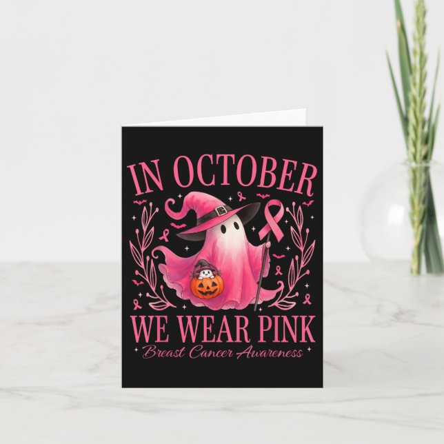 I oktober Bära Rosa Ghost Witch Breast Cancer Kort (Framsida)