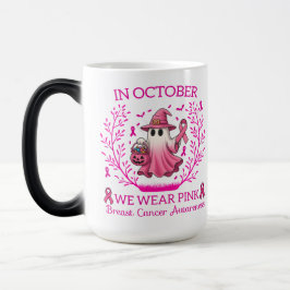 I oktober Bära Rosa Ghost Witch Breast Cancer Magisk Mugg