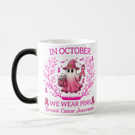 I oktober Bära Rosa Ghost Witch Breast Cancer Magisk Mugg
