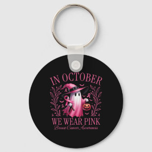 I oktober Bära Rosa Ghost Witch Breast Cancer Nyckelring