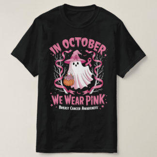 I oktober Bära Rosa Ghost Witch Breast Cancer T Shirt