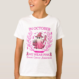I oktober Bära Rosa Ghost Witch Breast Cancer T Shirt