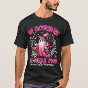 I oktober Bära Rosa Ghost Witch Breast Cancer T Shirt