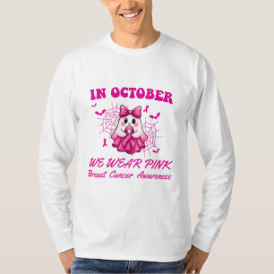 I oktober Bära Rosa Ghost Witch Breast Cancer T Shirt