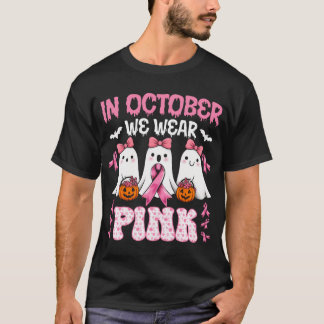 I oktober Bära Rosa Ghost Witch Breast Cancer T Shirt
