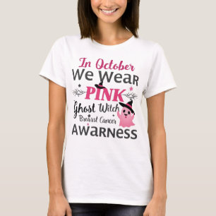 I oktober Bära Rosa: Ghost Witch Breast Cancer T Shirt