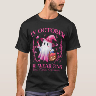 I oktober Bära Rosa Ghost Witch Breast Cancer T Shirt