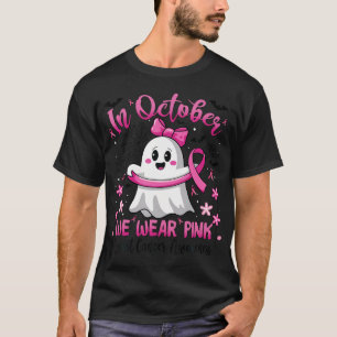 I oktober Bära Rosa Ghost Witch Breast Cancer T Shirt