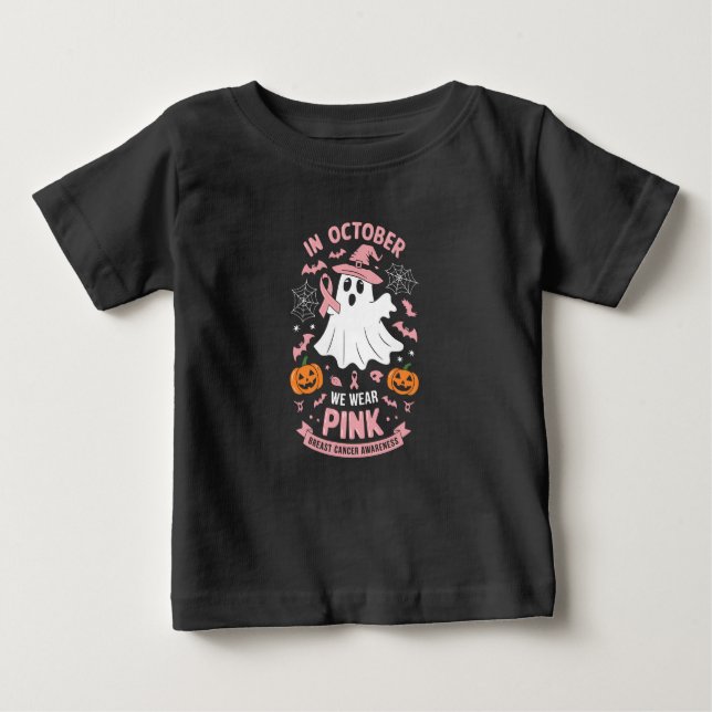 I oktober Bära Rosa Ghost Witch Breast Cancer T Shirt (Framsida)
