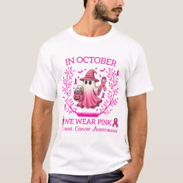 I oktober Bära Rosa Ghost Witch Breast Cancer T Shirt