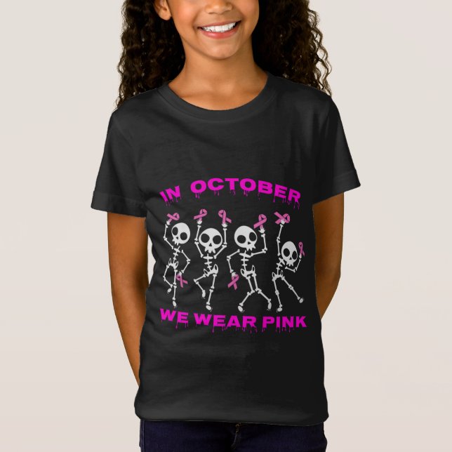 I oktober Bära Rosa Ghost Witch Breast Cancer T Shirt (Framsida)