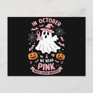 I oktober Bära Rosa Ghost Witch Breast Cancer Vykort