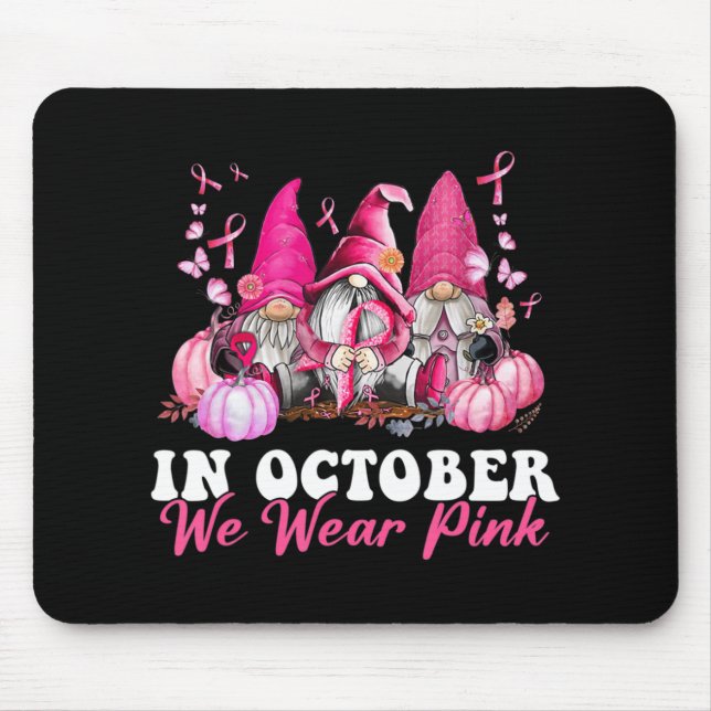 I oktober Bära Rosa Gnome Breast Cancer Awaren Musmatta (Framsidan)
