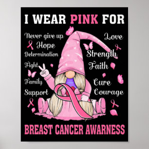 I oktober Bära Rosa Gnome Breast Cancer Awaren Poster