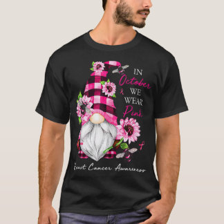 I oktober Bära Rosa Gnome Breast Cancer Awaren T Shirt