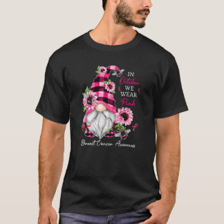 I oktober Bära Rosa Gnome Breast Cancer Awaren T Shirt