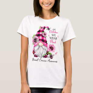 I oktober Bära Rosa Gnome Breast Cancer Awaren T Shirt