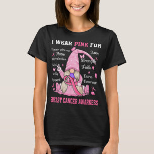 I oktober Bära Rosa Gnome Breast Cancer Awaren T Shirt