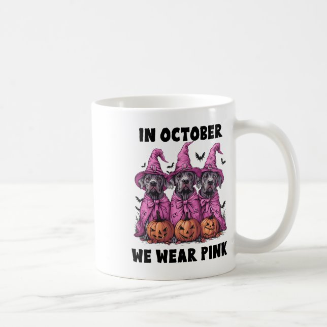 I oktober Bära Rosa Great dane Halloween Breas Kaffemugg (Höger)