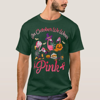 I oktober Bära Rosa Halloween Flamingo Breast T Shirt