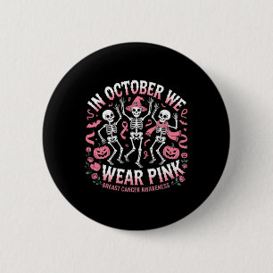 I oktober Bära Rosa Halloween Skeleton Breast Knapp
