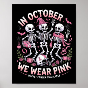 I oktober Bära Rosa Halloween Skeleton Breast Poster