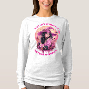 I oktober Bära Rosa Halloween Witch T Shirt