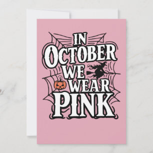 I oktober Bära Rosa Halloween Witch Tack Kort