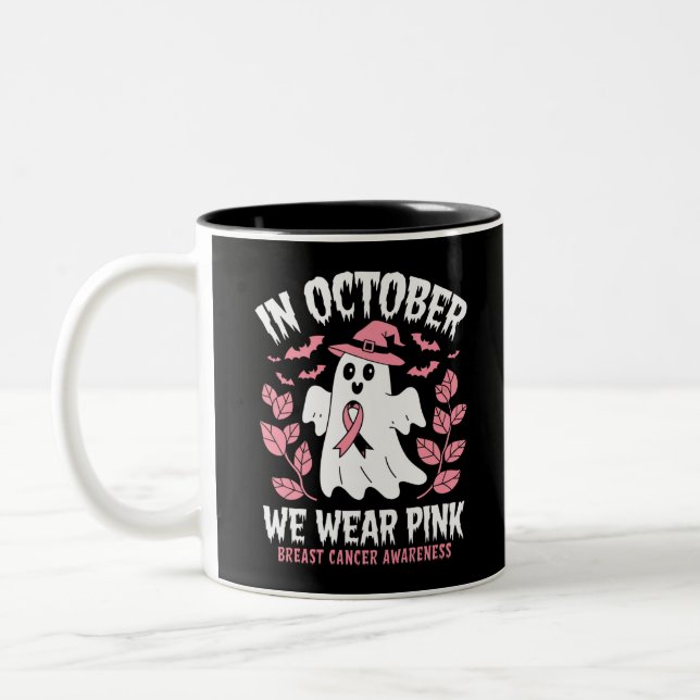 I oktober Bära Rosa Halloween Witch Två-Tonad Mugg (Vänster)