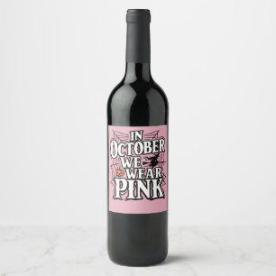 I oktober Bära Rosa Halloween Witch Vinflaska Etikett