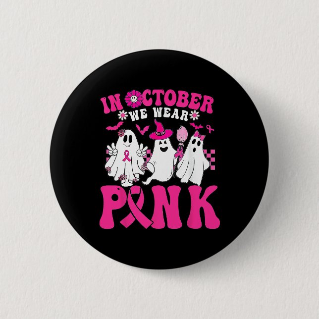I oktober Bära Rosa i Halloween Ghost Knapp (Framsida)