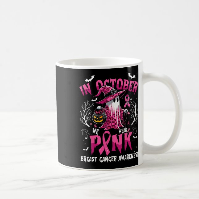 I oktober Bära Rosa Leopard Ghost Witch Ribbon Kaffemugg (Höger)