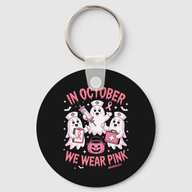 I oktober Bära Rosa Nurse Ghost Halloween Brea Nyckelring (Framsida)