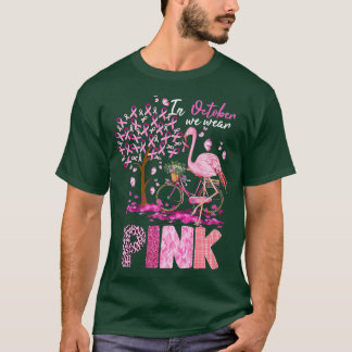 I oktober Bära Rosa Ribbon Cute Flamingo Breas T Shirt